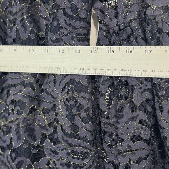Dress the Population Navy Gold Metallic Lace Bell Sleeve Shift Dress S USA Party - Picture 9 of 9
